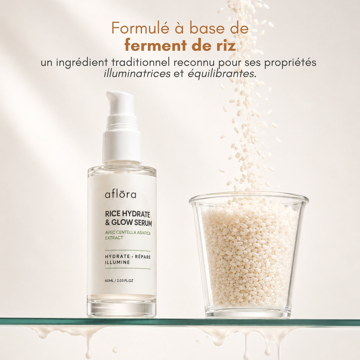 Aflōra Rice Hydrate & Glow Gesichtsserum – 60 ml
