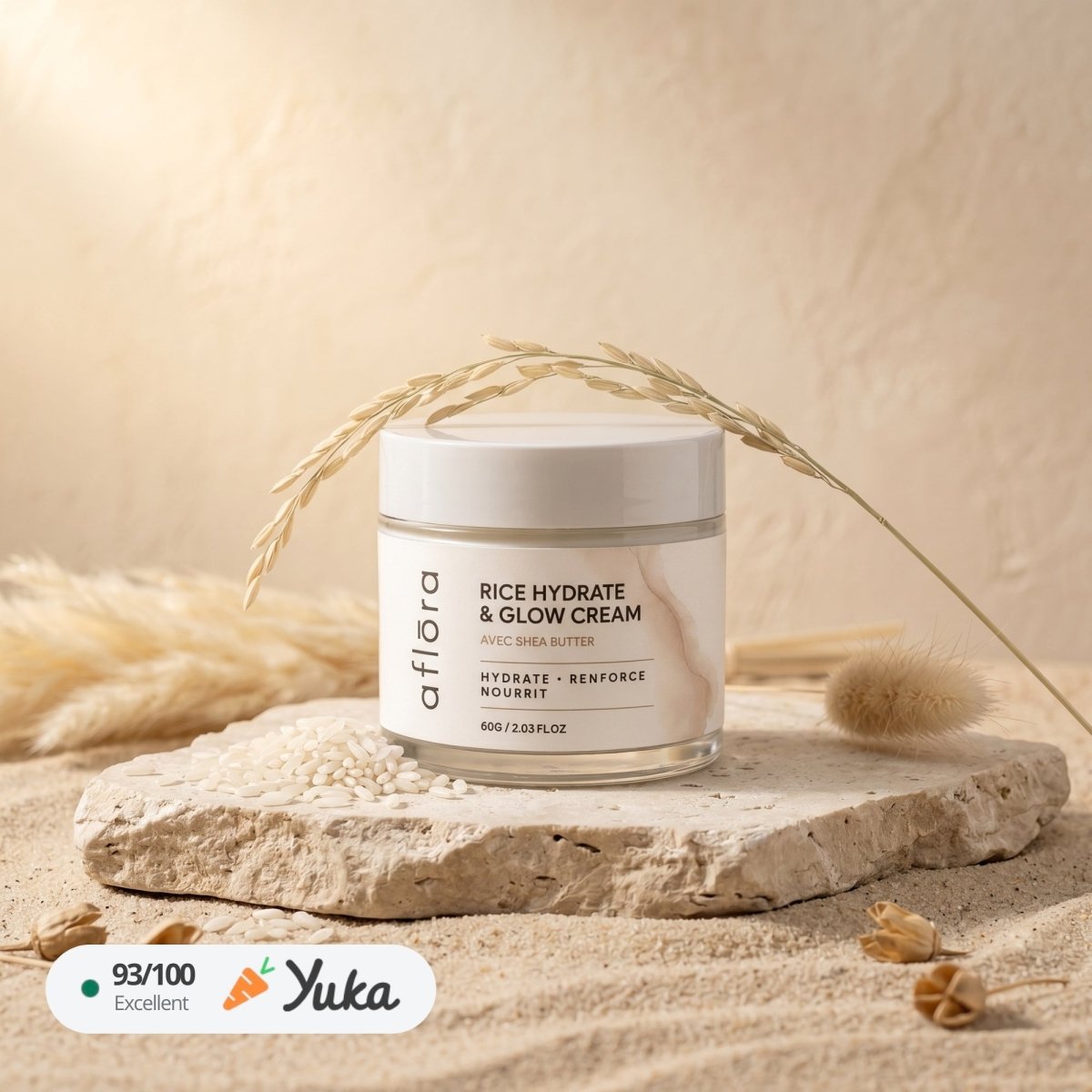 Aflōra Rice Hydrate & Glow Face Cream - 60g - Aflora.ch