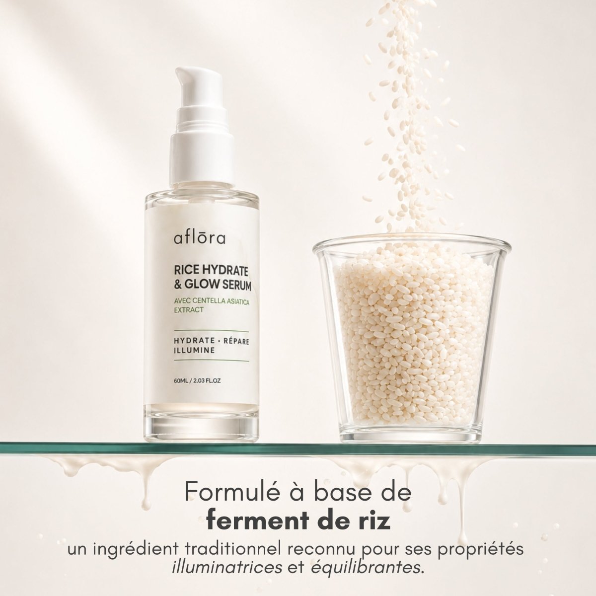 Aflōra Rice Hydrate & Glow Face Serum - 60ml - Aflora.ch