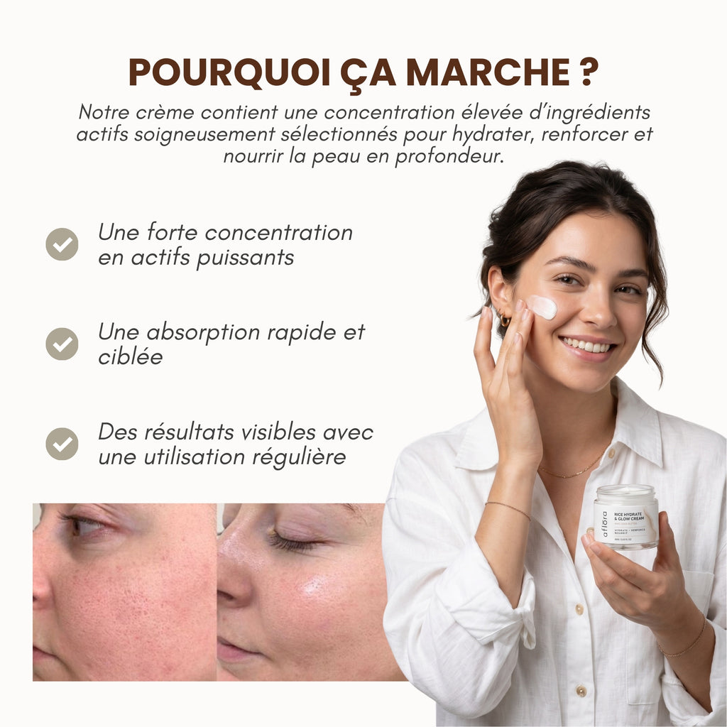 Aflōra Rice Hydrate & Glow Gesichtscreme – 60 g