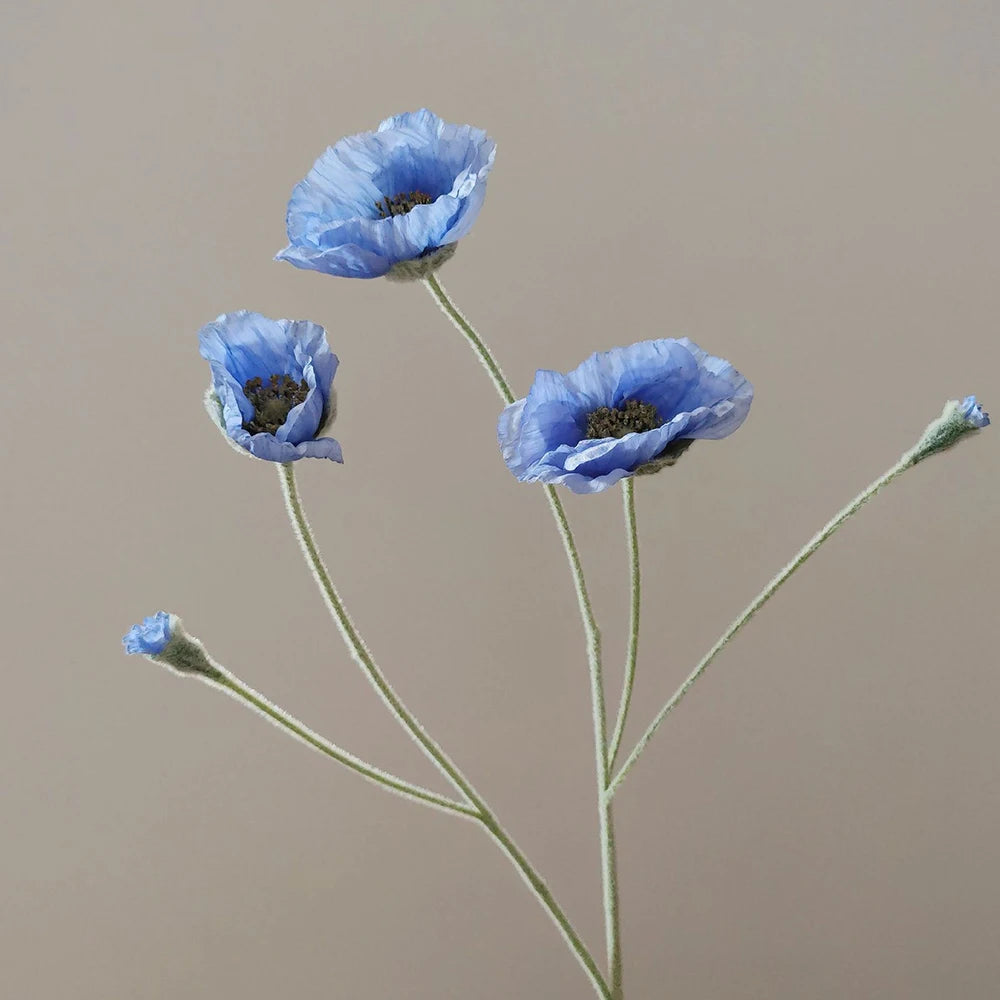 Tige de coquelicots artificiels à 5 fleurs
