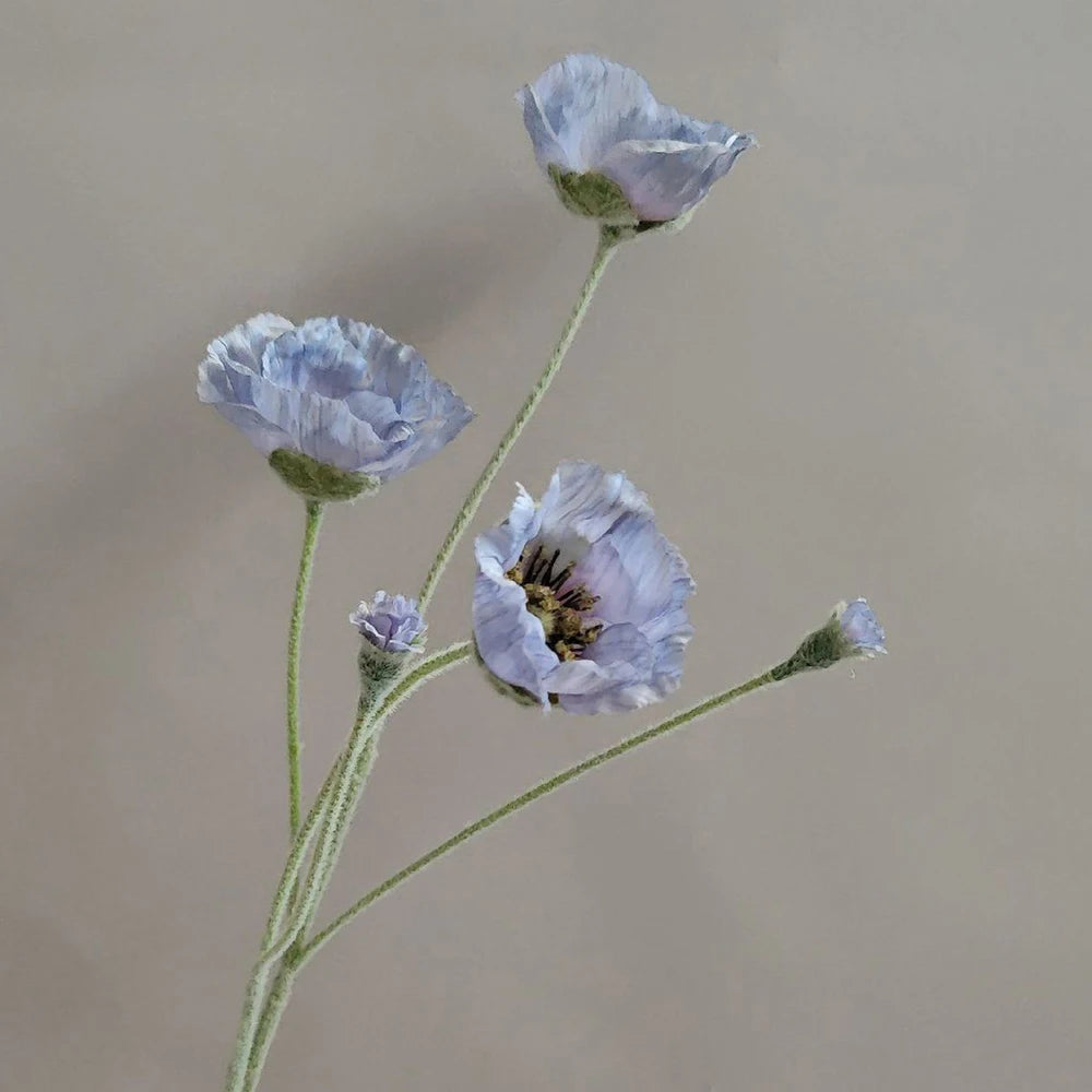Tige de coquelicots artificiels à 5 fleurs