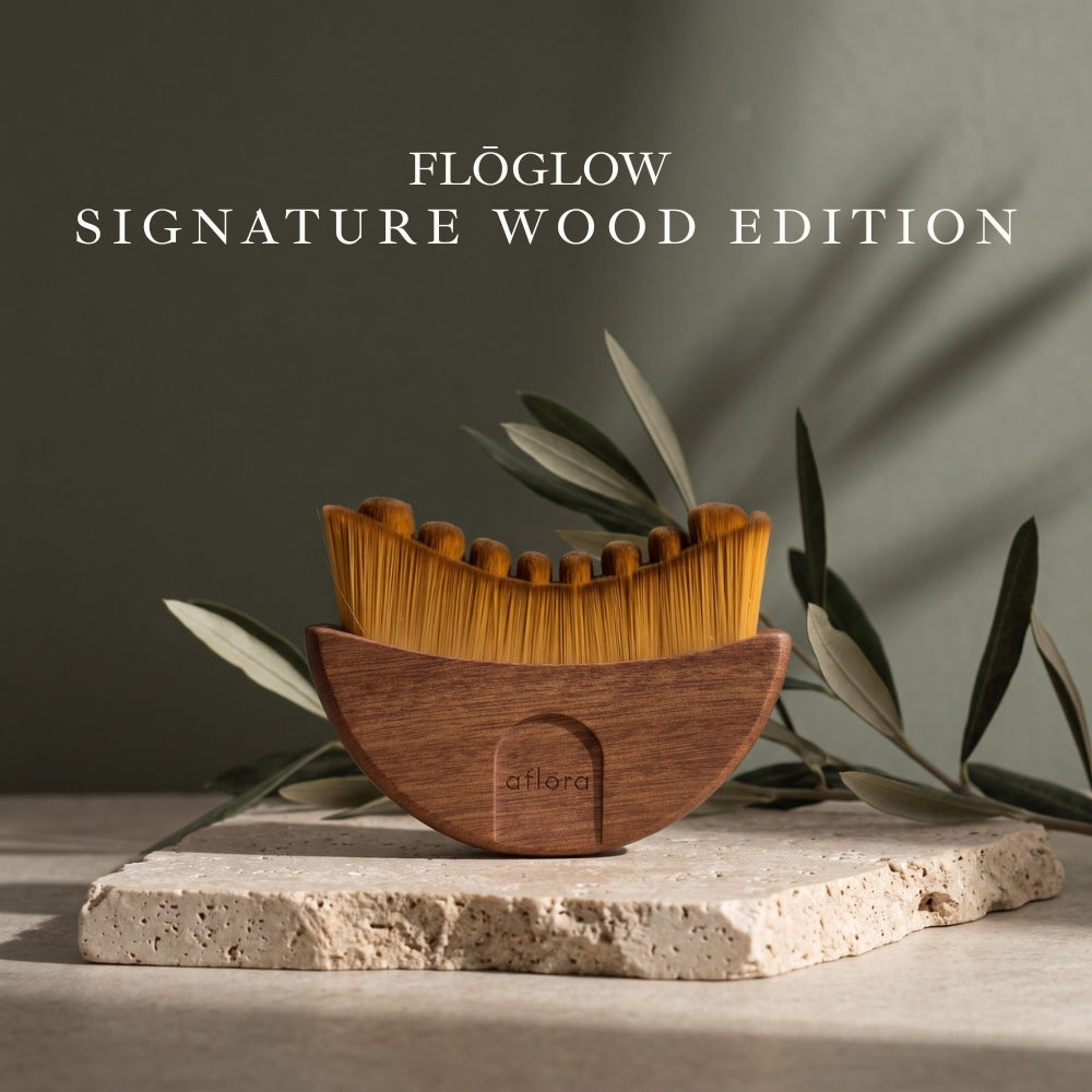FlōGlow – Lymphdrainage-Bürste „Signature Wood Edition“