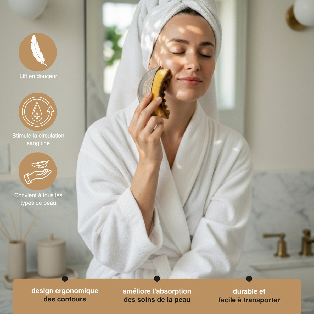 FlōGlow - Brosse de Drainage Lymphatique Kobido